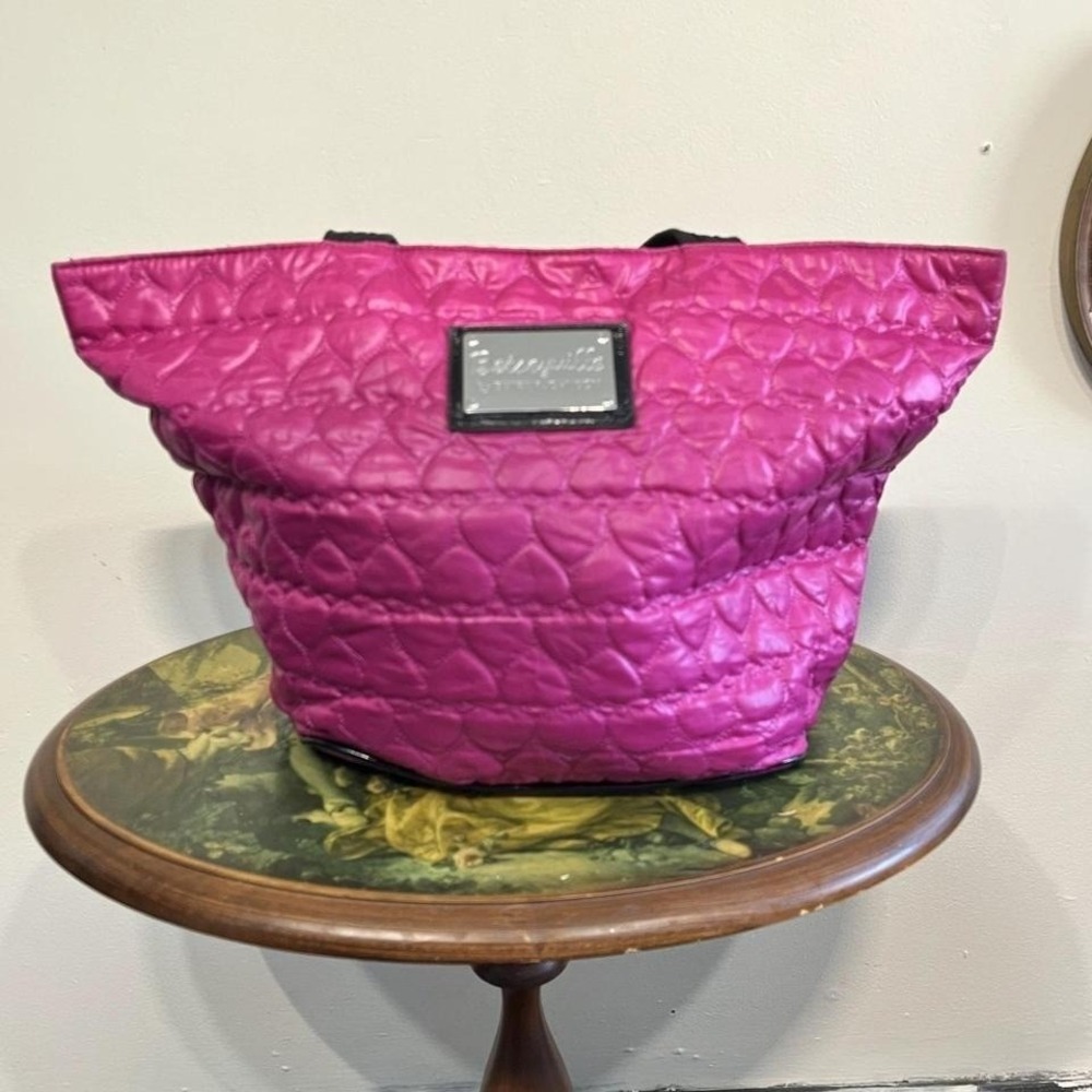 Betseyville by Betsey Johnson Pink Heart Quilted Puffer Tote